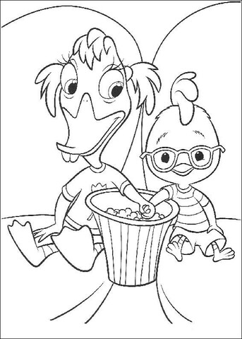 Chicken Little And Abbey  Coloring Page